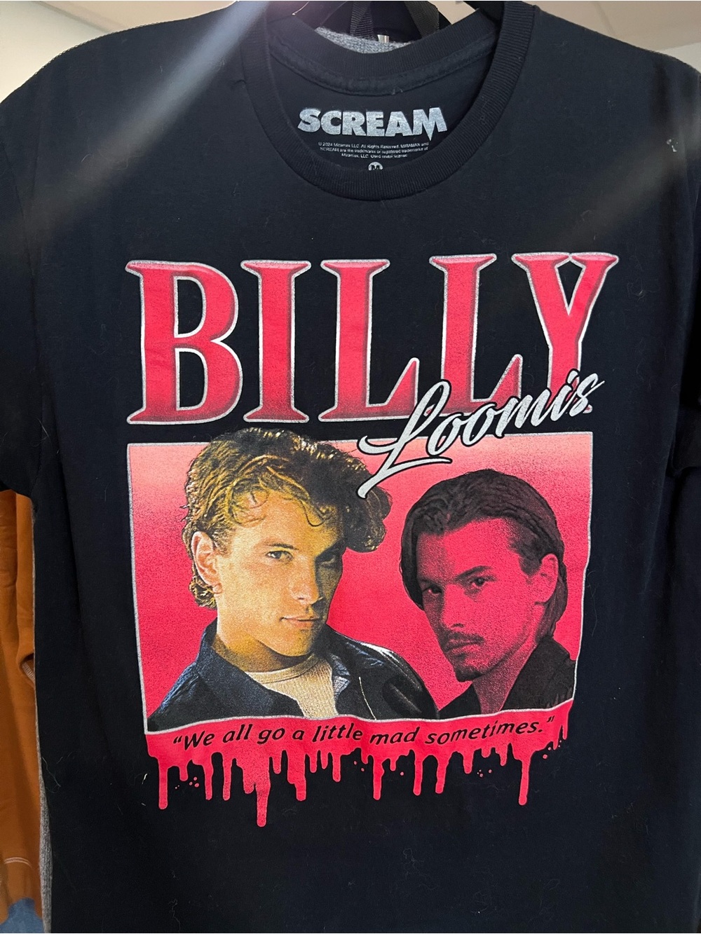 Billy Loomis Black Graphic Tee with Red Artwork
